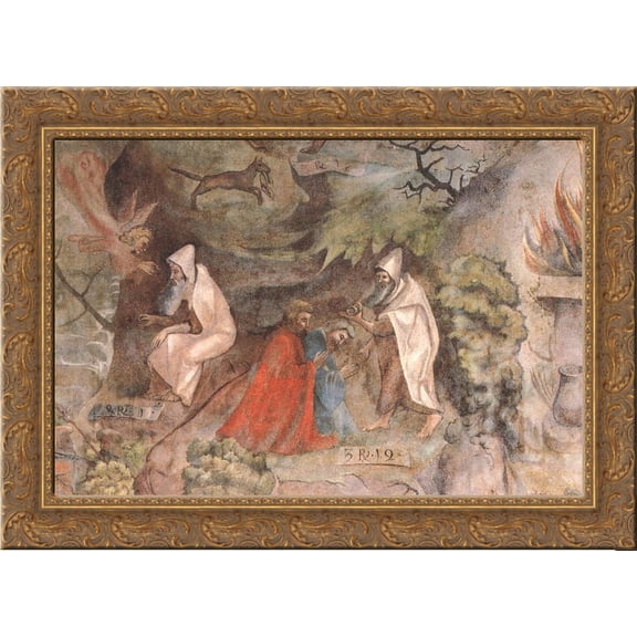 Scenes from the Life of Prophet Elijah 24x20 Gold Ornate Wood Framed Canvas Art by Ratgeb, Jerg