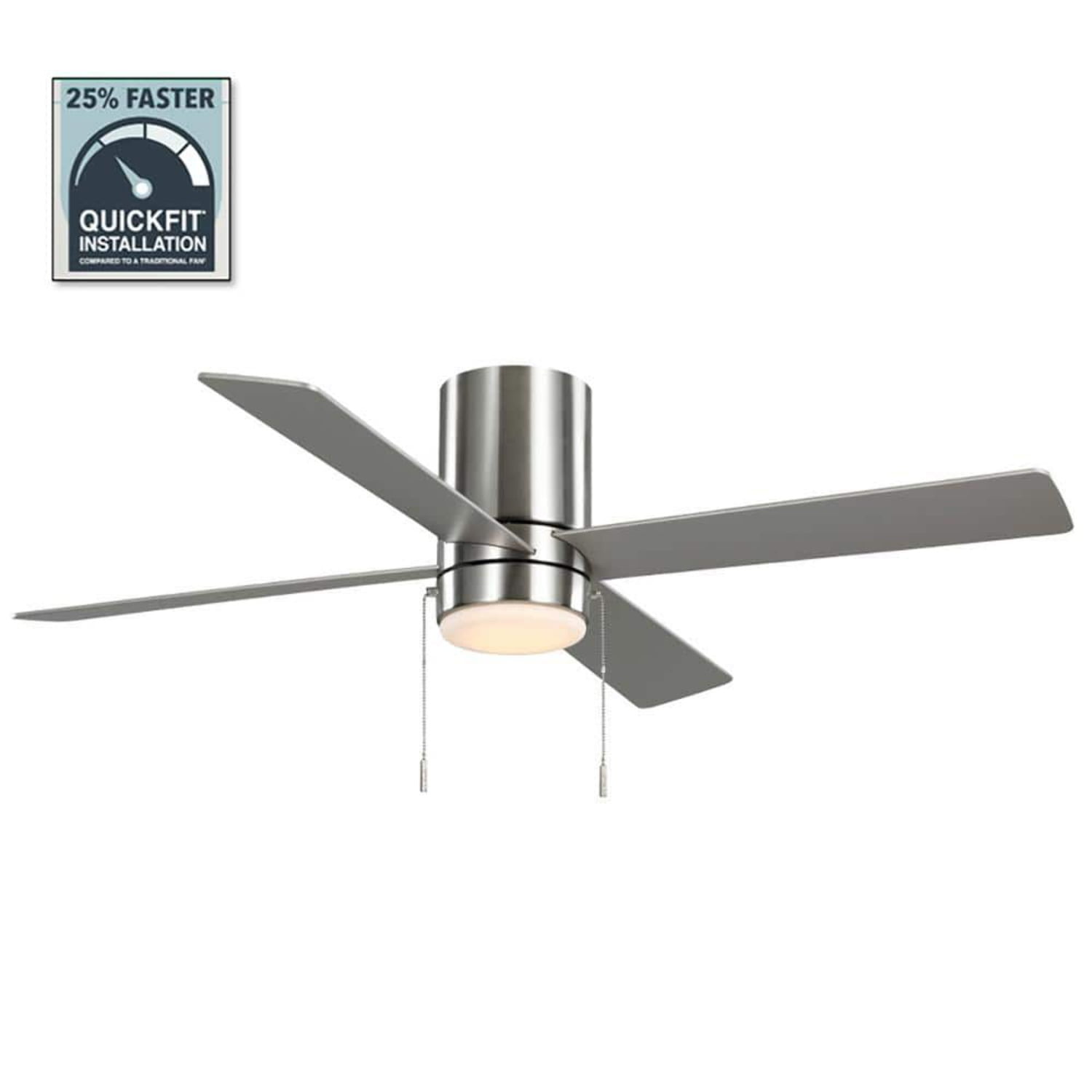 Scenic 52 in. Integrated LED Indoor Brushed Nickel Hugger Ceiling Fan with Reversible Motor  Reversible Blades Included