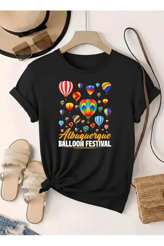 Scenic Albuquerque Hot Air Balloon Festival Bright New Mexico Art Unisex T-Shirt up to Size 5XL