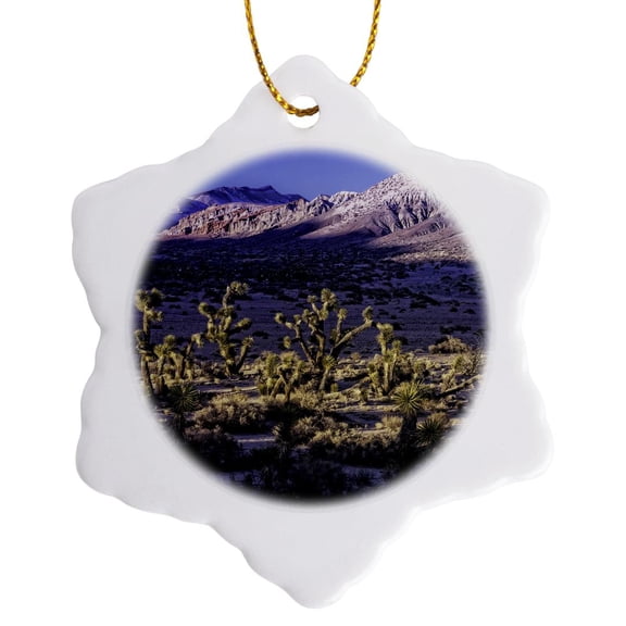 3drose, Scenic Canyon at Twilight, 3 inch Snowflake Porcelain Ornament