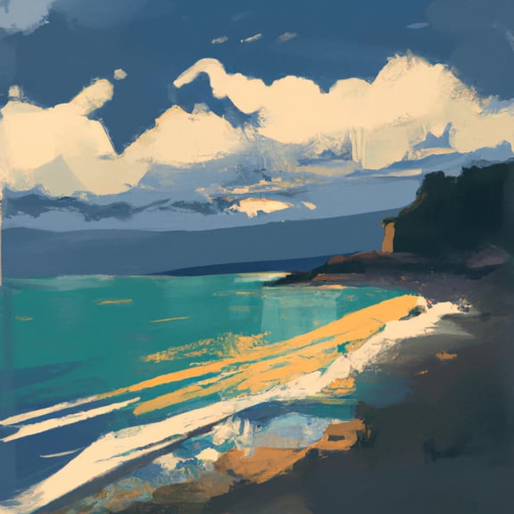 Scenic Coastal Landscape Painting I - 12" x 12" Art Print