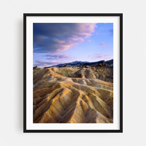 Scenic Desert Panorama – Rugged Geological Formations - Death Valley California Photography Desert Landscape Nature Scenic Mountain Sunset Wilderness Black Framed Wall Art Print 6 x 8 inches