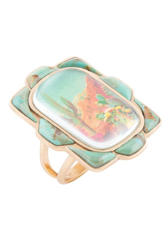 Scenic Desert Sedona Blue Turquoise Golden Ring