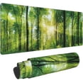 thumbnail image 1 of Scenic Forest of Fresh Green Deciduous Trees Extended Gaming Mouse Pad Large Desk Mat with Non-Slip Rubber Base and Stitched Edges,Keyboard Mouse Mat Desk Pad for Work,Game,Office,Home 35.4*15.7 Inch, 1 of 6