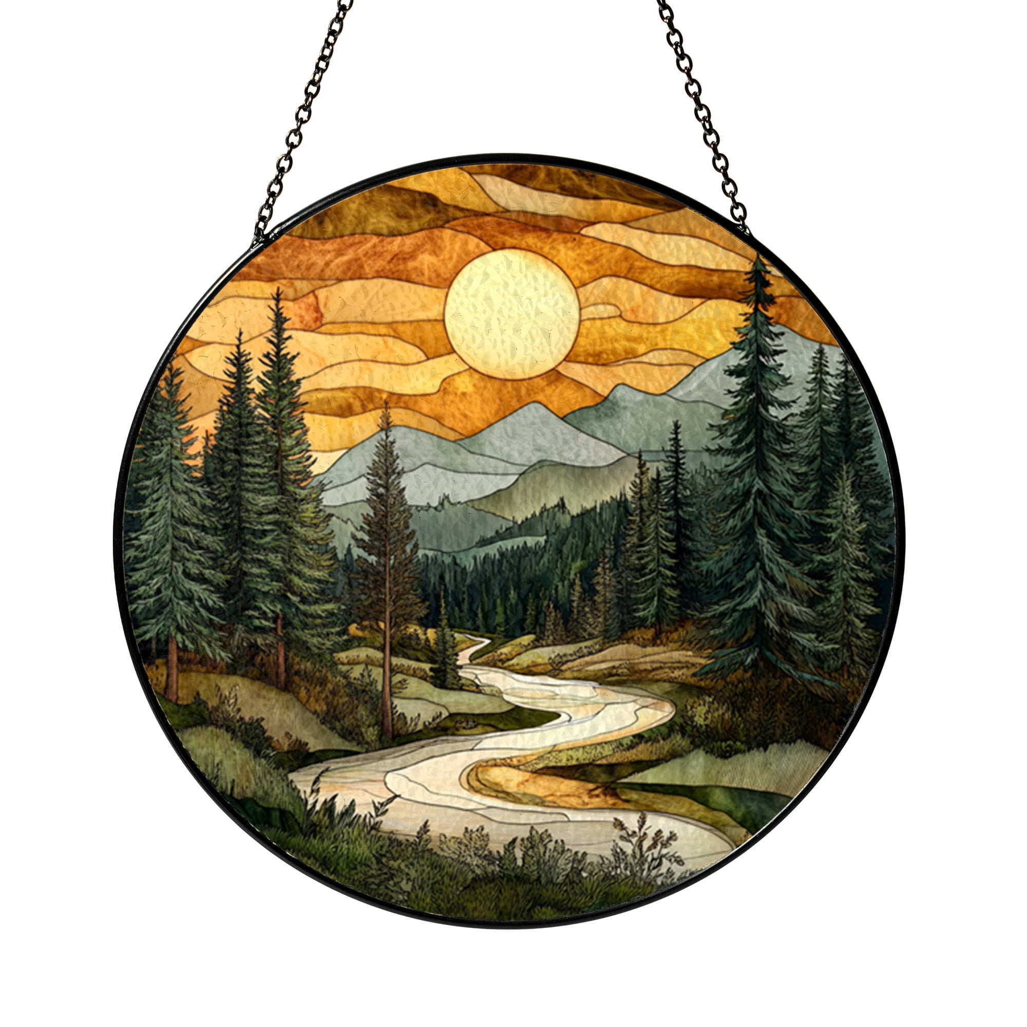 Customized Window Scenery Scenic Forest Sunset Glass Window Hanging – Nature Home Decor - Walmart.com