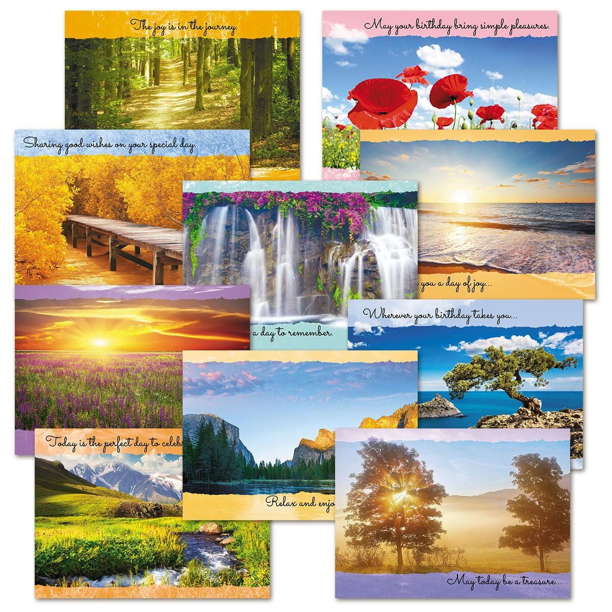 Scenic Inspirations Birthday Greeting Cards Value Pack - Set of 20