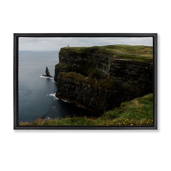 Stupell Industries Scenic Ireland Cliffs Black Framed Floater Canvas Wall Art, design by Jade Sharp Photo, 17 x 25