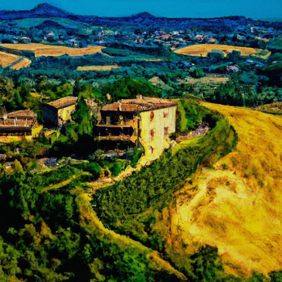 Scenic Italian Countryside Landscape Painting I - 12" x 12" Art Print