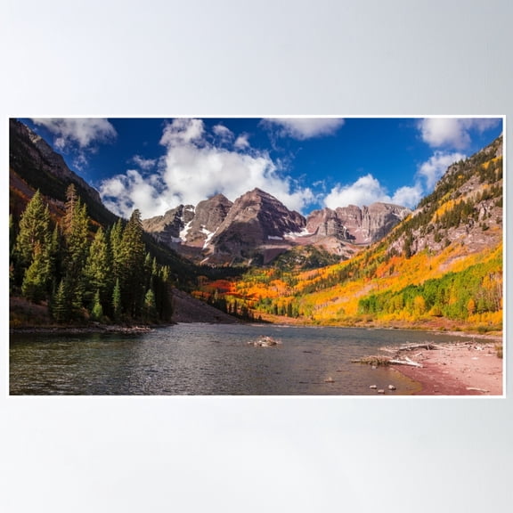 Scenic Maroon Bells Landscape Poster Wall Art, Modern Wall Decor, 8x12 UNFRAMED