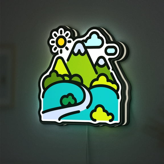 Scenic Mountain View 3D Novelty Light Box, Stunning Nature Landscape Decor, Ideal for Outdoor and Nature Lovers (Width 8 inch, 20cm)