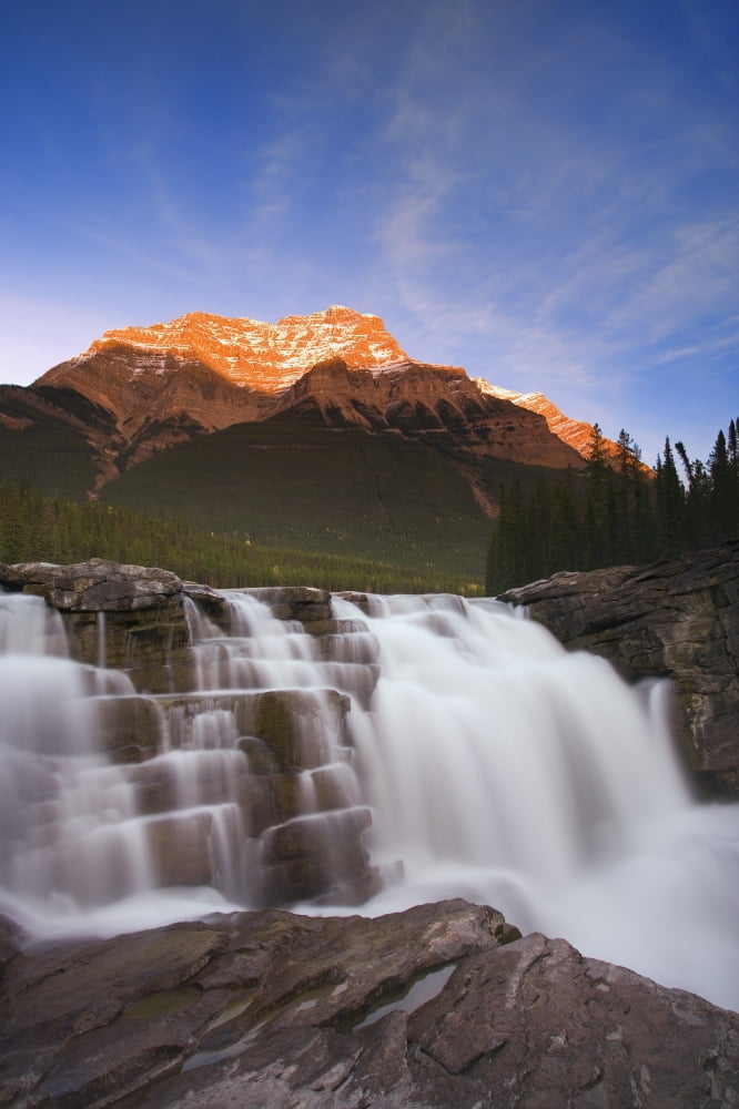 Scenic Mountain Waterfall Canvas Art - Carson Ganci Design Pics (11 x 17)
