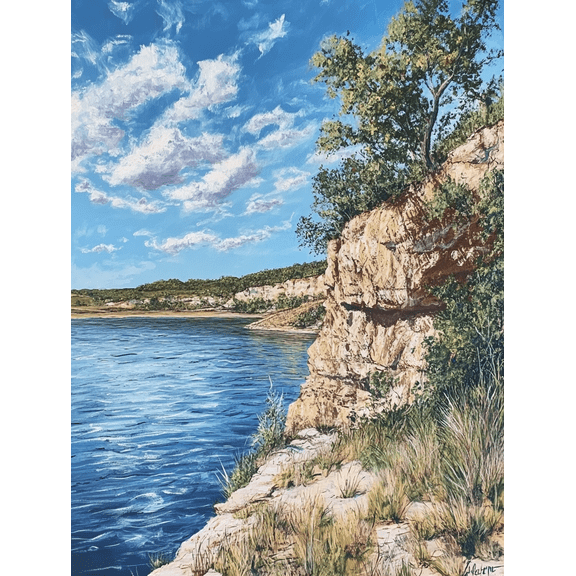 Scenic River Cliff Canvas Print/Wall Art Suitable for Living Room Bedroom Office Bathroom and Hotel Decoration.