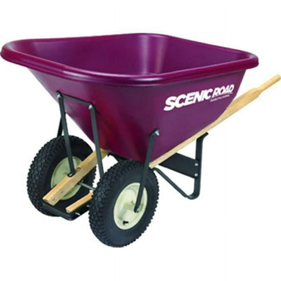 Scenic Road M10-2K Poly Wheelbarrow, 4-Ply Knobby Tires, Maroon, 10-Cu.-Ft. - Quantity 1