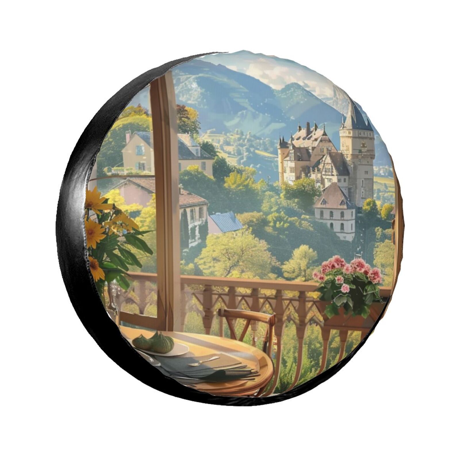 Scenic Room with Overlooking Camping spare tire cover, wheel protector