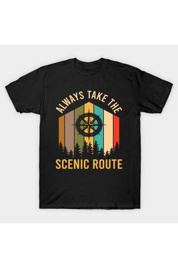 Scenic Route Compass Outdoor Apparel Graphic, H3726 Unisex T-Shirt, Up to 5XL Available
