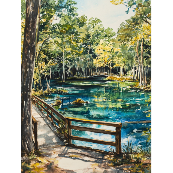 Scenic Spring Water Wooden Bridge Canvas PaintingPerfect for Living RoomBedroomBathroomOfficeand Hallway Decoration.