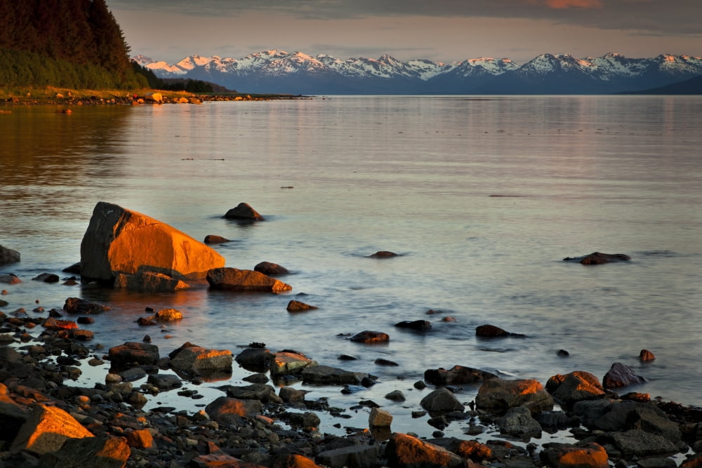 Scenic Sunset View Of Bartlett Cove Glacier Bay National Park & Preserve Southeast Alaska Summer Canvas Art - Sunny Awazuhara- Reed Design Pics (18 x 12)