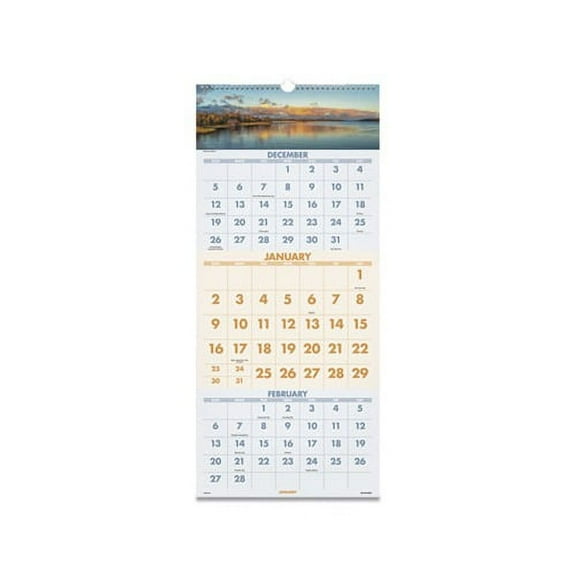 Scenic Three-Month Wall Calendar 12 x 27, 2022