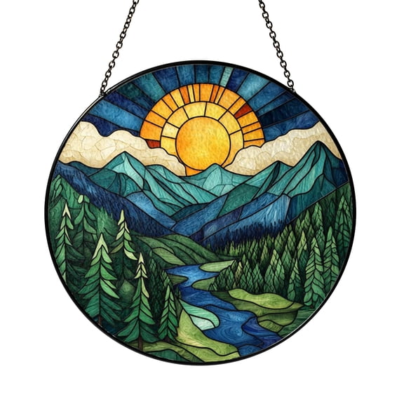 Scenic Valley Landscape Window Panel – Decorative Glass Art