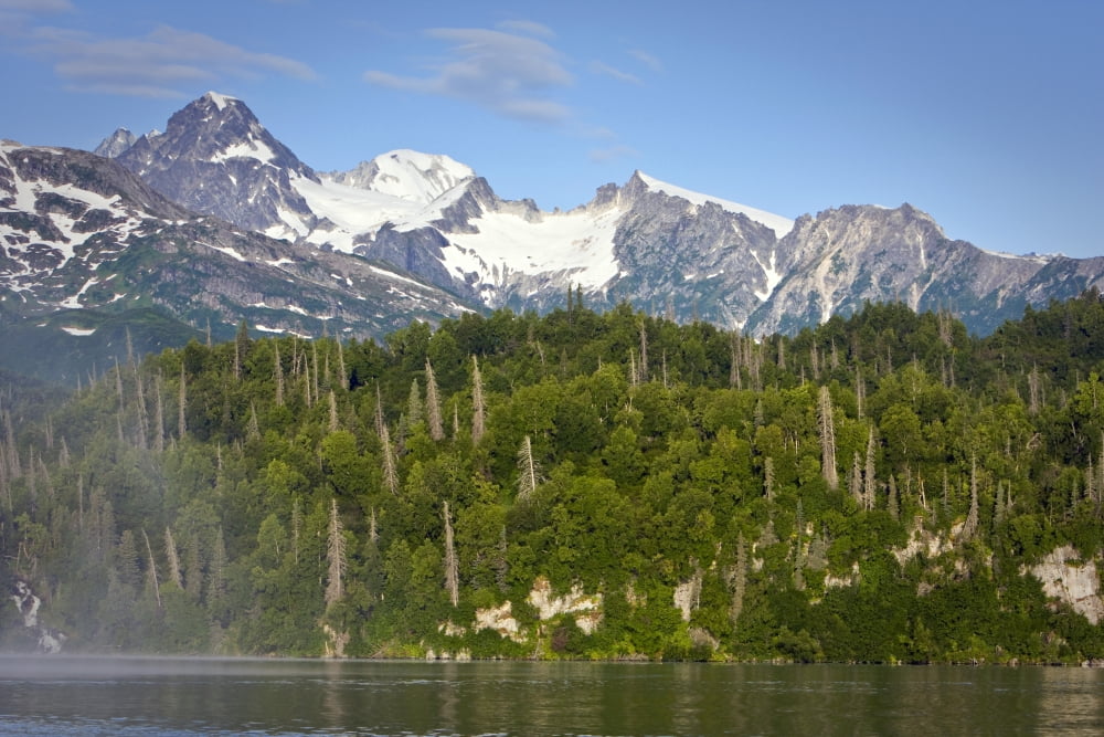 Scenic View Of Big River Lakes And Chigmit Mountains Of The Alueutian Range During Summer In Southcentral Alaska Canvas Art - Jeff Schultz Design Pics (17 x 11)