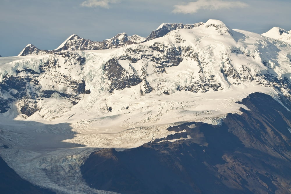 Scenic View Of Cascade Glacier And Mt Gannet In The Chugach Mountiains In Prince William Sound Chugach National Forest Southcentral Alaska Canvas Art - Jeff Schultz Design Pics (34 x 22)