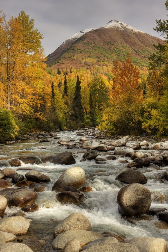 Scenic View Of The Little Susitna River At The Entrance To Hatcher Pass During Autumn In Southcentral Alaska Hdr Image Canvas Art - Michael Criss  Design Pics (22 x 34)
