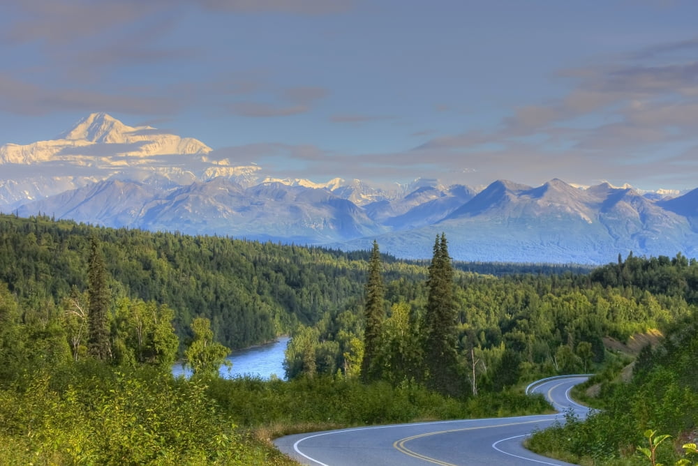 Scenic View Of Mt Mckinley And The Parks Highway Denali National Park Near The Princess Lodge Hdr Image Canvas Art - Michael Criss Design Pics (38 x 24)
