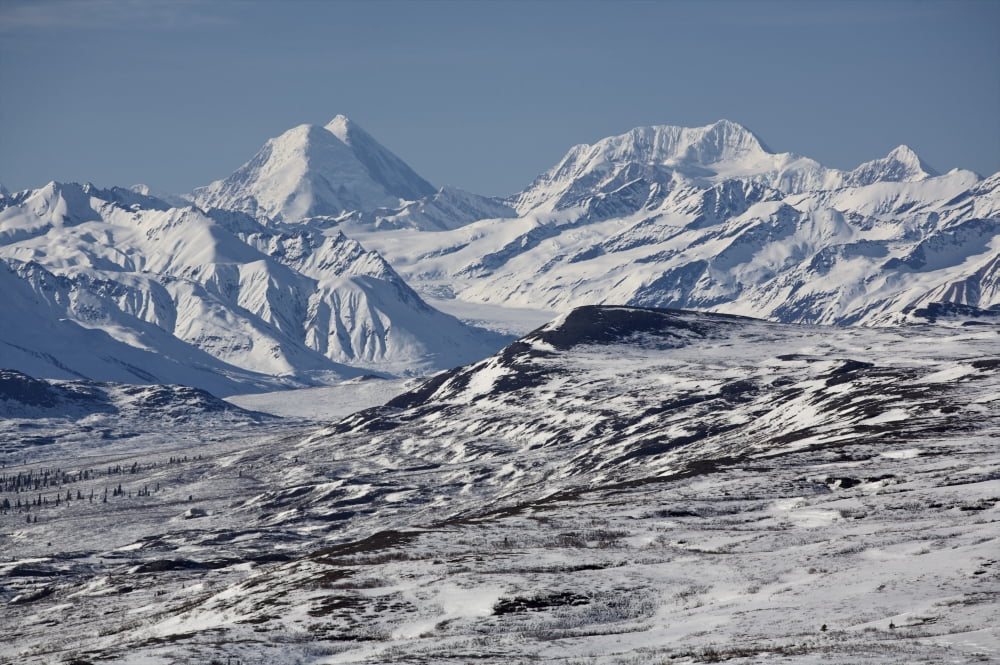 Scenic View Of Alaska Range As Seen From The Denali Highway Spring Alaska Canvas Art - Clark Mishler Design Pics (34 x 22)