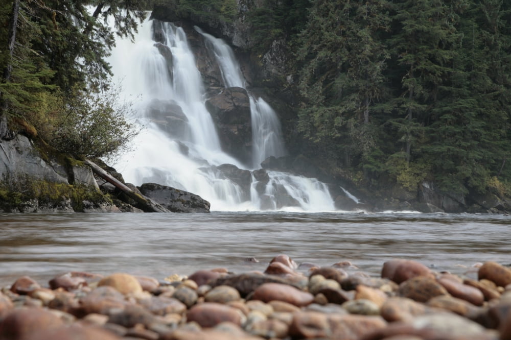 Scenic View Of Lake Creek Falls In Misty Fiords National Monument Wilderness Southeast Alaska Canvas Art - Chip Porter Design Pics (34 x 22)