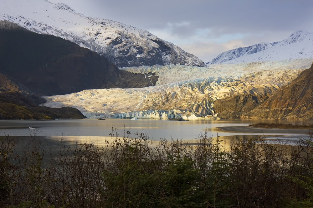 Scenic View Of Mendenhall Glacier Near Juneau Alaska In Late Autumn Hdr Image Canvas Art - Michael Criss Design Pics (34 x 22)