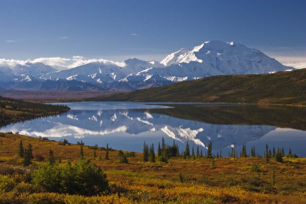 Scenic View Of Mt Mckinley From Wonder Lake Denali National Park Interior Alaska Autumn Canvas Art - Lynn Wegener Design Pics (17 x 11)