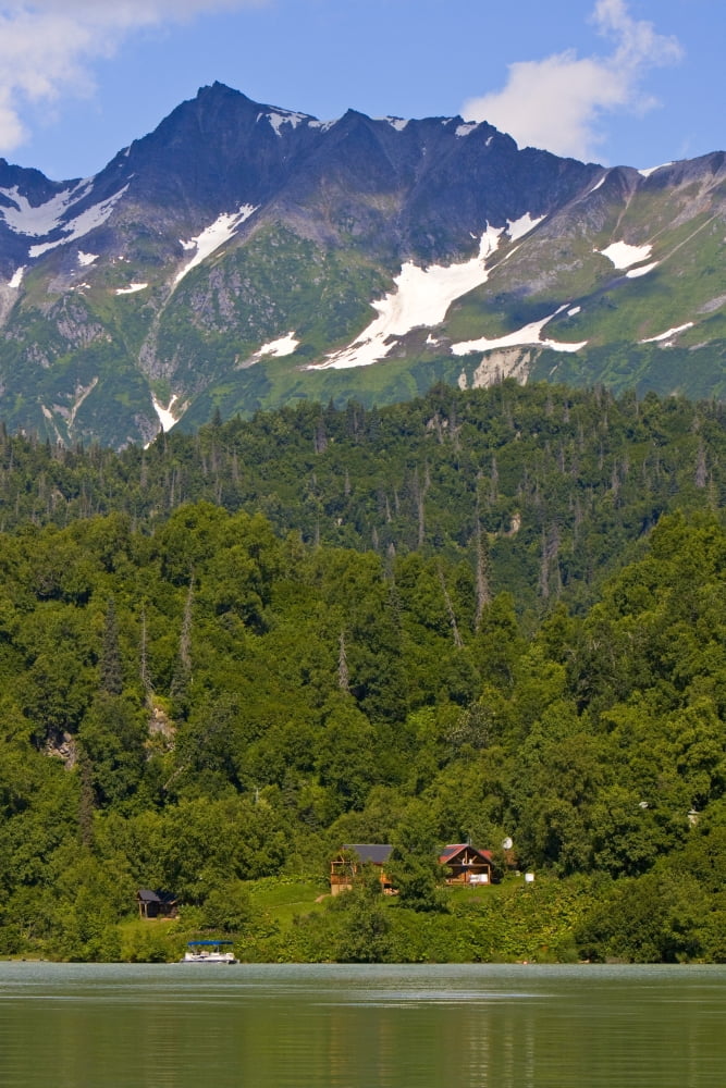 Scenic View Of Redoubt Bay Lodge On The Shore Of Big River Lakes In The Redoubt Bay State Critical Habitat Area Southcentral Alaska Canvas Art - Jeff Schultz Design Pics (11 x 17)