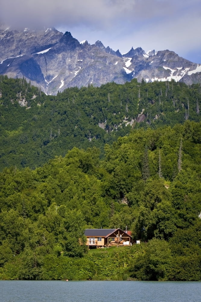 Scenic View Of Redoubt Bay Lodge On The Shore Of Big River Lakes In The Redoubt Bay State Critical Habitat Area Southcentral Alaska Canvas Art - Jeff Schultz Design Pics (11 x 17)