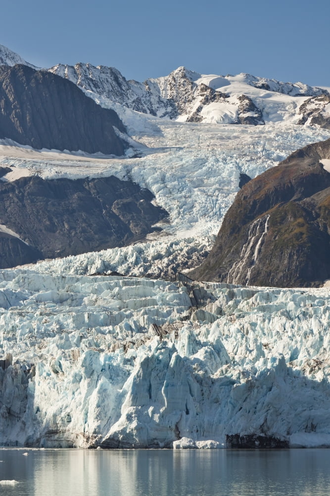 Scenic View Of Stairway Glacier (R) Flowing Into Surprise Glacier From Chugach Mountains Prince William Sound Alaska Canvas Art - Jeff Schultz Design Pics (22 x 34)