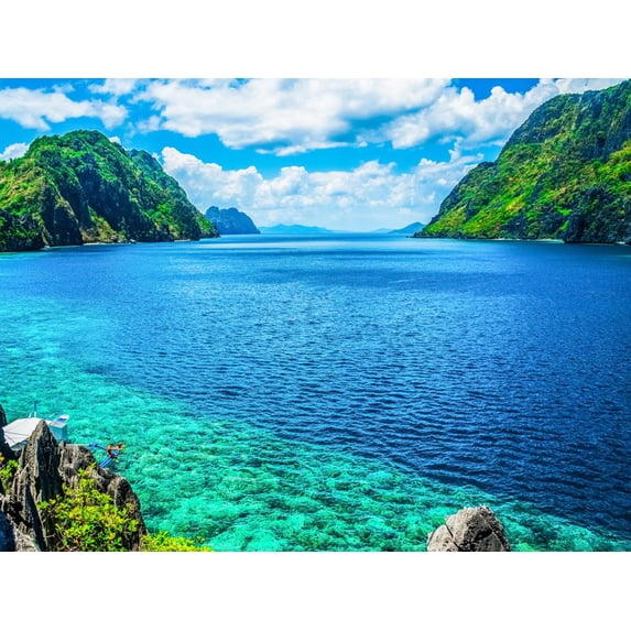 Art.com Scenic View of Sea Bay and Mountain Islands, Palawan, Philippines Photographic Print by photoroman, 16" x 12"