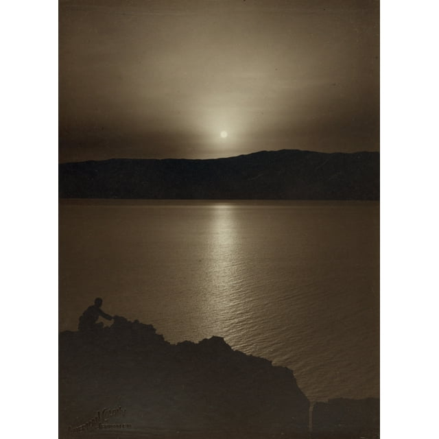 Scenic View over the Still waters of the Dead Sea in Early Morning as the Sunlight Breaks through the Trees in the Holy Land Poster Print (24 x 36)