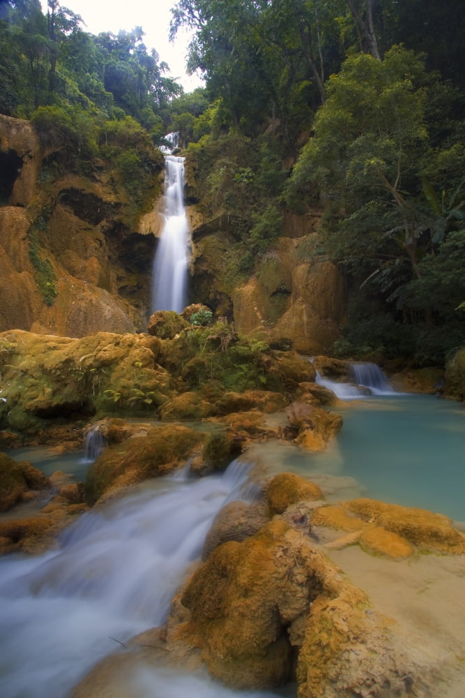 Scenic Waterfall Luang Prabang Laos Canvas Art - Carson Ganci Design Pics (22 x 34)