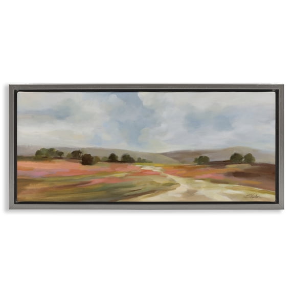 Stupell Industries Scenic Wide Fields Gray Framed Floater Canvas Wall Art, design by Silvia Vassileva, 14 x 31