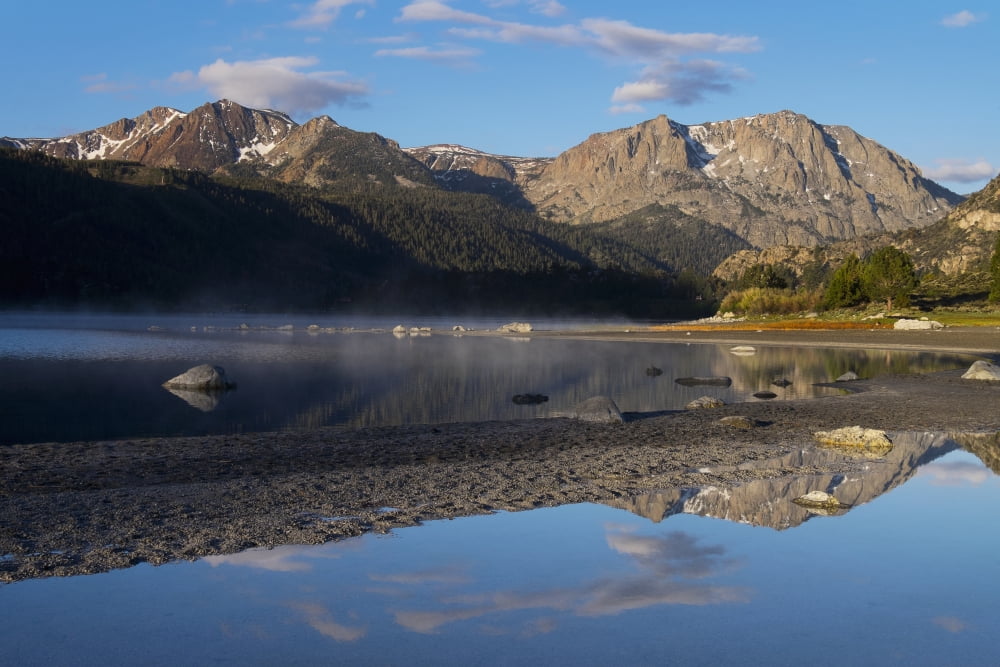 Scenic view of June Lake at sunrise in Mono Basin in the Eastern Sierras California United States of America Canvas Art - Gina Bringman Design Pics (38 x 24)