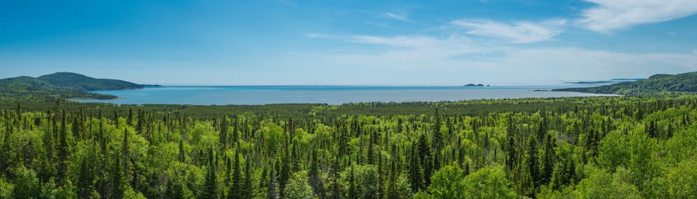Scenic view of Lake Superior Ontario Canada Canvas Art - Panoramic Images (6 x 20)