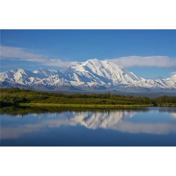 Scenic view of Mt. McKinley reflecting in Reflection Pond Denali National Park Interior Alaska Spring Print