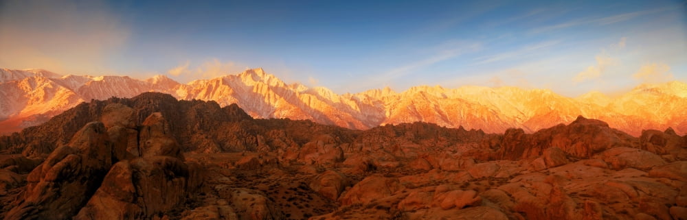 Scenic view of mountains Mount Whitney Lone Pine Peak Sierra Nevada California USA Canvas Art - Panoramic Images (6 x 18)