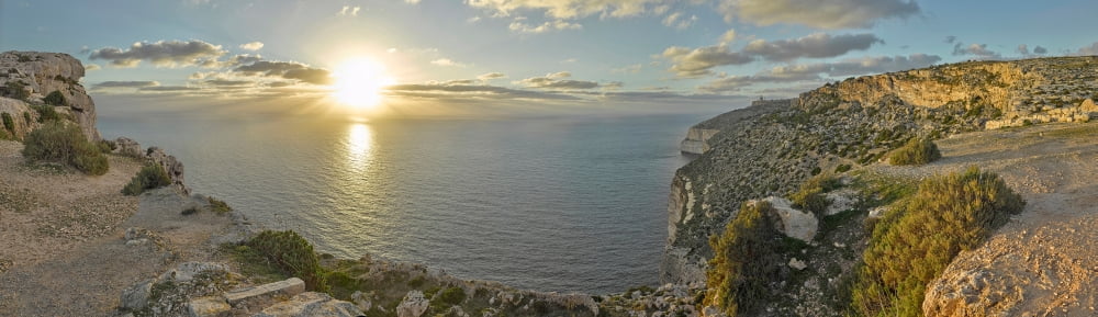 Scenic view of sunset at Dingli cliffs Malta Canvas Art - Panoramic Images (12 x 40)