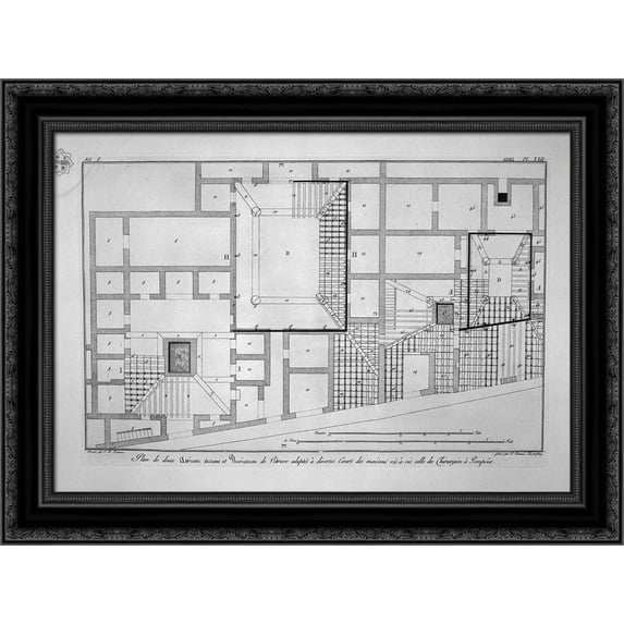 Scenic view of the aforementioned kitchen 24x20 Black Ornate Wood Framed Canvas Art by Piranesi, Giovanni Battista