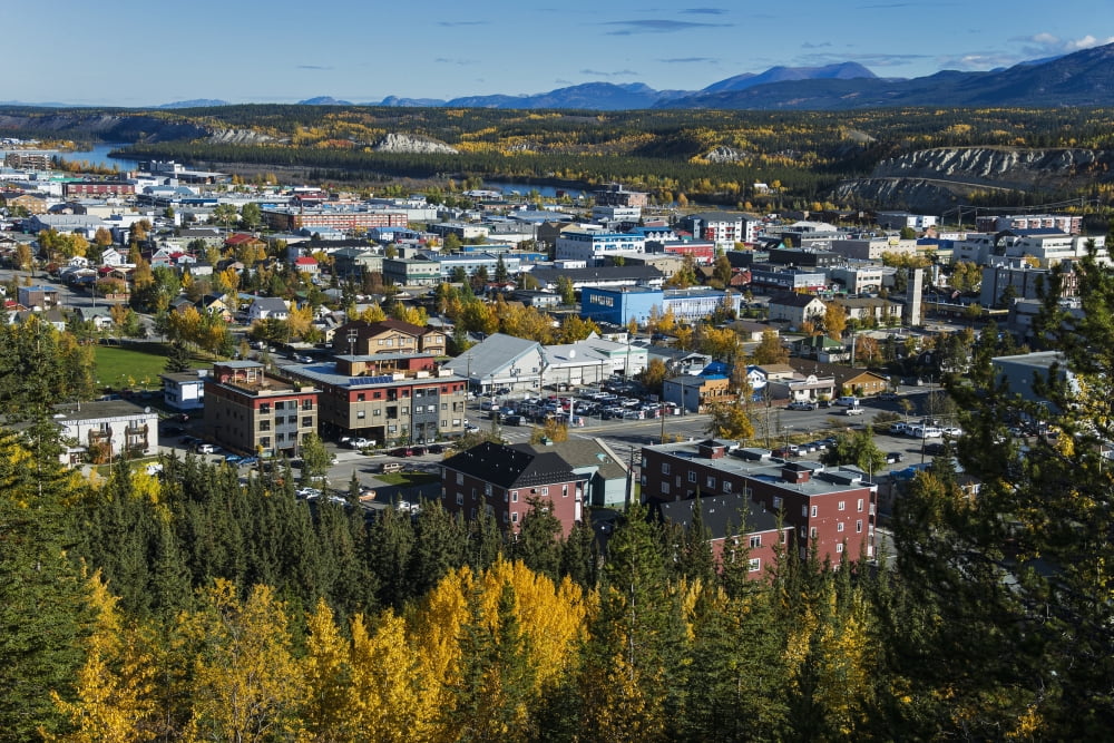Scenic view over Whitehorse Yukon Territory Canada Canvas Art - Mark Newman Design Pics (19 x 12)