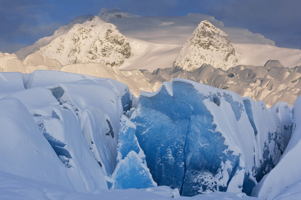 Scenic winter view of Mendenhall Glacier with Coast Mountains in the background Tongass National Forest Southeast Alaska Canvas Art - John Hyde Design Pics (19 x 12)