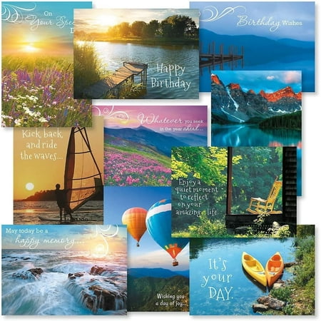 Current Scenics Birthday Greeting Card Value Pack - Set of 20, Large 5" x 7"