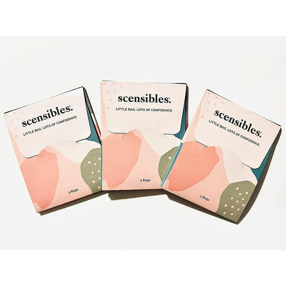 Scensibles Feminine Hygiene Sanitary Disposal Bags for Feminine Care Products, Travel Pack of 3 Bags
