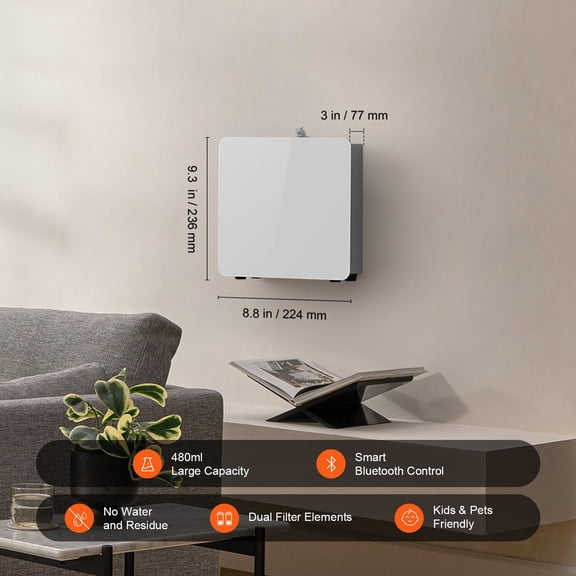 Scent Air Machine,480ml Bluetooth Smart Essential Oil Diffuser,2500sq.ft Waterless Scent Diffuser with Cold Air Technology,Aromatherapy Diffuser Machine for Home,Office,Hotel,Spa