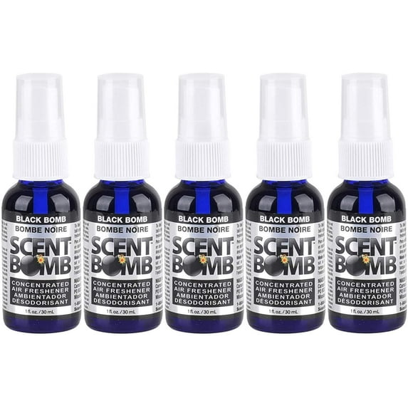 Scent Bomb Air Freshener Spray, 100 % Oil Based Concentrated Air Freshener, Air Freshener Spray for Car, Room, Bathroom and Odor Eliminator, Black Bomb, 5 Pack